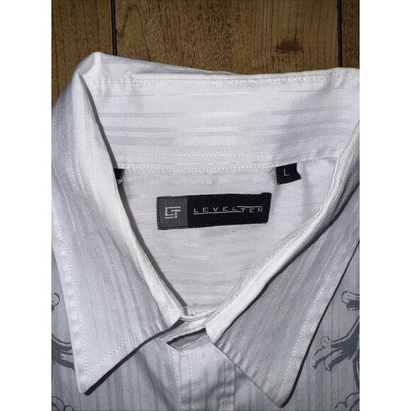 Level Ten Men’s Embroidered Western Button Down Shirt White Large 20x27 Cowboy - Picture 4 of 6